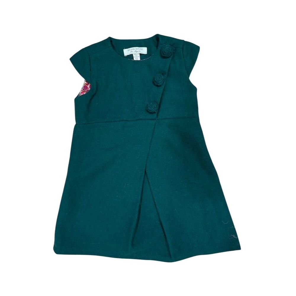 Richie House 3T Green Wool Blend Knee Length Dress